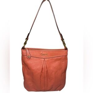 Coach Ashley Coral Leather Pleated  Convertible Hobo Bag - EUC
